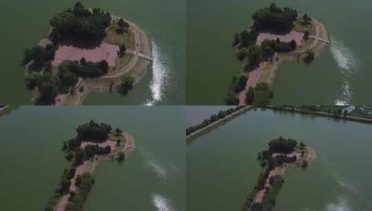 湿地、湖中小岛公园高清在线视频素材下载