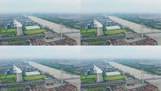 上海 闵行吴泾热电厂 闵浦大桥 热电厂 4K高清在线视频素材下载