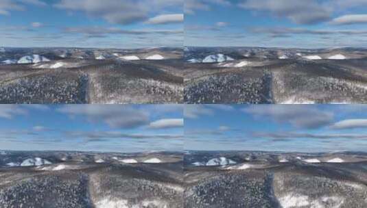 航拍大兴安岭冬季雪色山高清在线视频素材下载