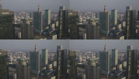 华沙市中心波兰首都城市地标建筑航拍建筑高清在线视频素材下载