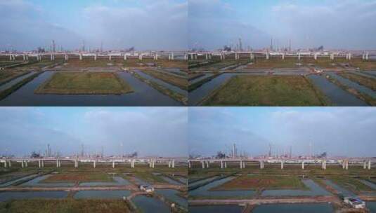嘉兴海盐县高速公路桥航拍4K高清在线视频素材下载