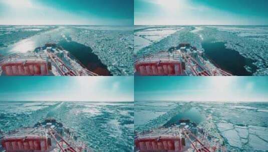 破冰船航行第一视角高清在线视频素材下载