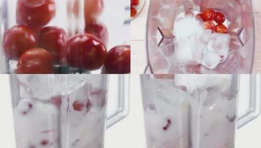 樱桃加奶打成汁高清在线视频素材下载