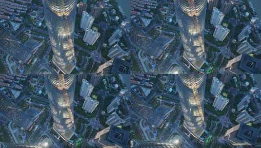 上海陆家嘴金融中心夜景航拍景观高清在线视频素材下载