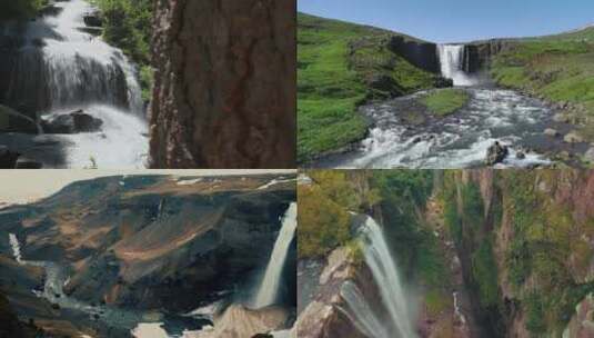 从小溪变成高百尺的瀑布 视频合集高清在线视频素材下载