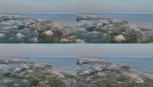 青岛西海岸平流雾壮观航拍高清在线视频素材下载