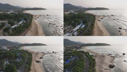 航拍海边海岸线沙滩高清在线视频素材下载