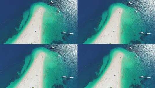 头顶鸟瞰金角兹拉特尼老鼠海滩布拉克克罗地亚无人机鸟瞰高清在线视频素材下载