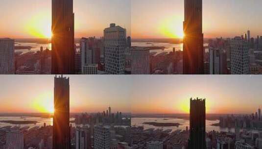 城市航拍布鲁克林塔摩天大楼纽约曼哈顿地标高清在线视频素材下载
