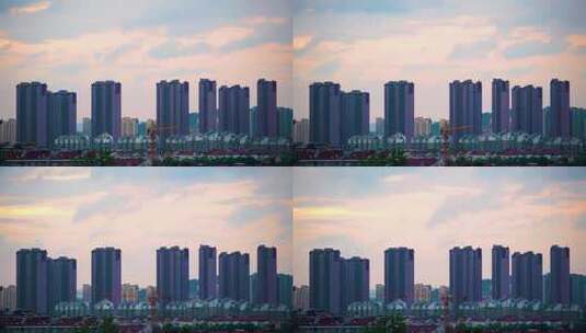 南京城市在建工程上空的流云高清在线视频素材下载