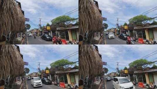 巴厘岛城市街道塔巴南街道车流人流街景高清在线视频素材下载