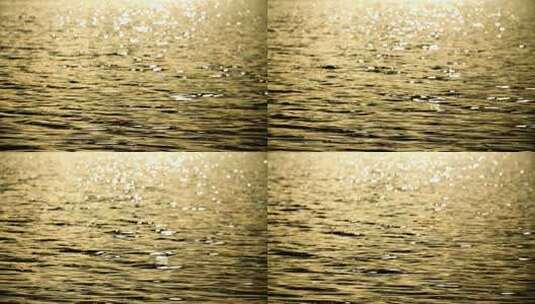夕阳金色水面湖面波浪波光荡漾高清在线视频素材下载