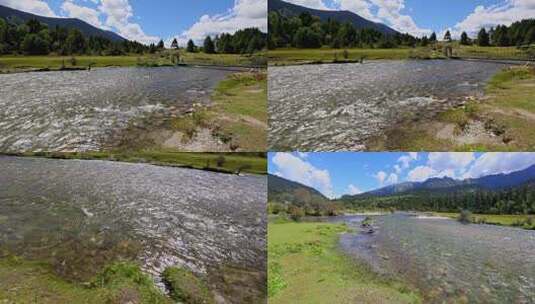 西藏林芝美景：森林-牧场--河流高清在线视频素材下载