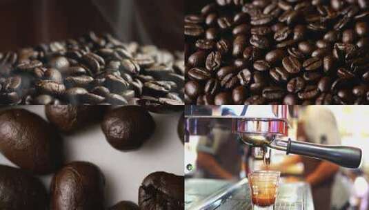 咖啡豆煮咖啡特写高清在线视频素材下载