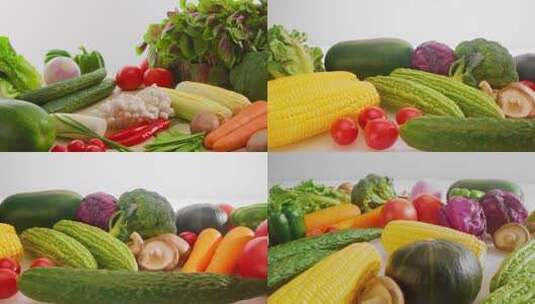 一堆健康绿色蔬菜高清在线视频素材下载