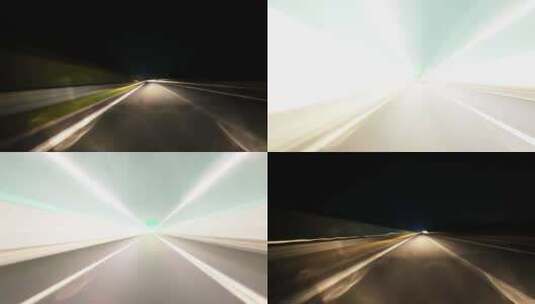 晚上汽车行驶在高速公路延时摄影高清在线视频素材下载