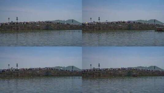 杭州西湖断桥节日人流量延时高清在线视频素材下载