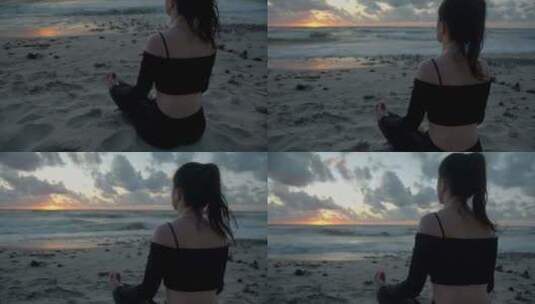 日落时的海边冥想高清在线视频素材下载