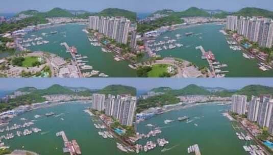 阳光明媚三亚城市风景航拍全景4k中国海南高清在线视频素材下载