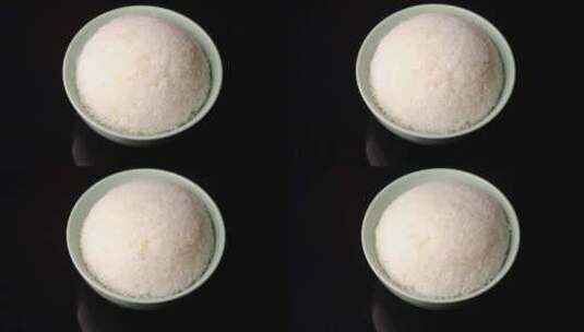 碗中的白色米饭旋转特写高清在线视频素材下载