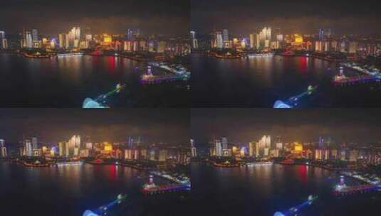 山东省青岛市浮山湾夜景航拍高清在线视频素材下载