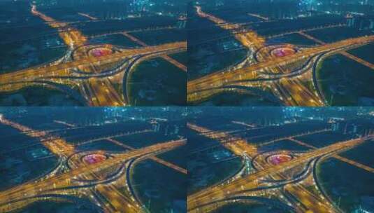 长沙湘府路立交桥夜景延时高清在线视频素材下载