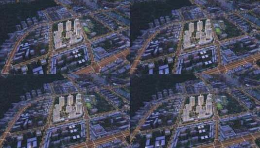 航拍城市夜景交通区位三维动画高清在线视频素材下载