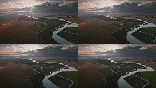 航拍湿地河流高清在线视频素材下载
