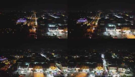 山东蓬莱城市夜景灯光航拍高清在线视频素材下载