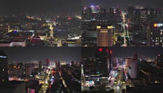 银川夜景航拍兴庆区高清在线视频素材下载