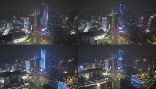 南宁城市夜景交通航拍高清在线视频素材下载