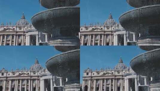 梵蒂冈城的喷泉高清在线视频素材下载