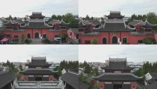上海枫泾古镇（施王庙）旅游景区旅游4K航拍高清在线视频素材下载