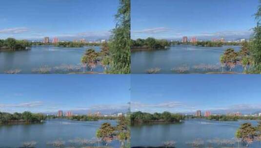 北京十月秋天昌平滨河公园湖光景色高清在线视频素材下载