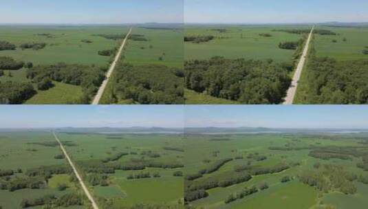 4K航拍-东北农田道路农业风光高清在线视频素材下载