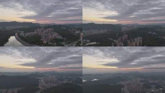 惠州惠城区傍晚夕阳航拍高清在线视频素材下载