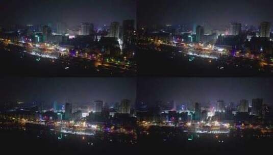 4k航拍衡阳市跨年夜夜焰火高清在线视频素材下载