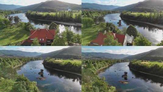 4K塞尔维亚河中小屋高清在线视频素材下载