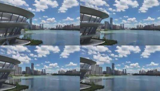 长沙梅溪湖城市岛高清在线视频素材下载