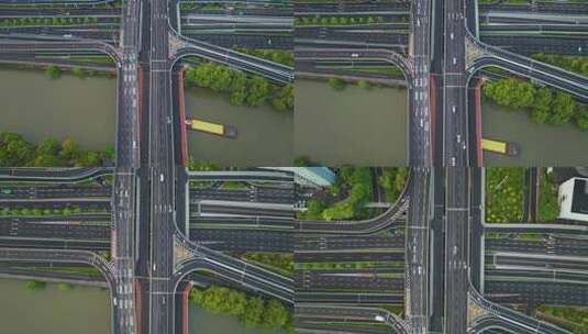 杭州拱墅区中河高架环城北路大运河航拍风光高清在线视频素材下载