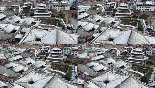 长汀古城卧龙书院雪景高清在线视频素材下载