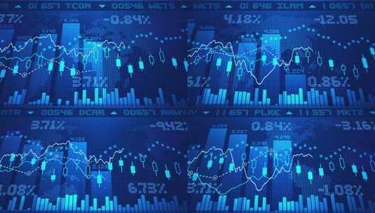 4K级证券交易所的金融数据分析图表循环高清在线视频素材下载