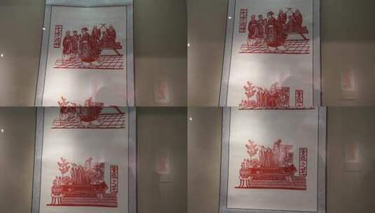 传统红色剪纸艺术品展示高清在线视频素材下载