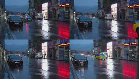 相机4K高清摄晨雨中宜昌江景一街·街拍高清在线视频素材下载