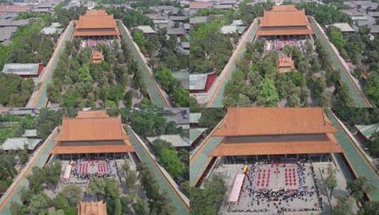 古建筑前传统仪式活动场景高清在线视频素材下载