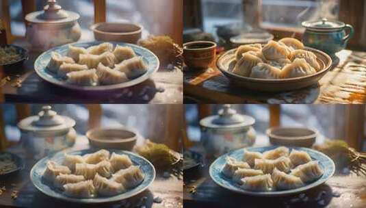 香喷喷冒着热气的饺子 元宵佳节民间美食高清在线视频素材下载