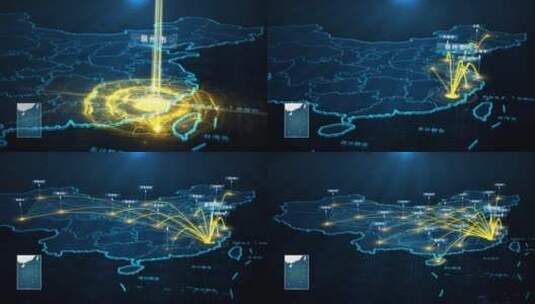 泉州市辐射全国地图高清AE视频素材下载
