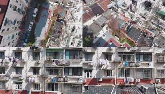 上海愚园路老住宅小区航拍高清在线视频素材下载