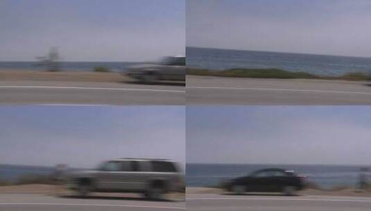 汽车沿着太平洋海岸公路行驶高清在线视频素材下载