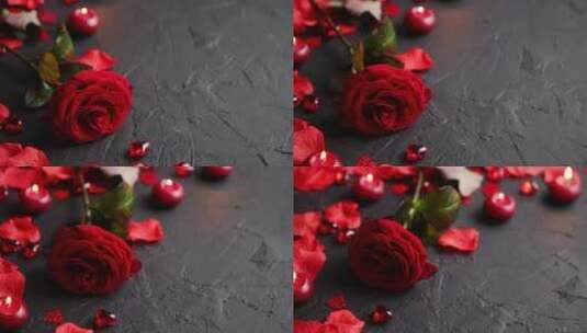 地面上的玫瑰花高清在线视频素材下载